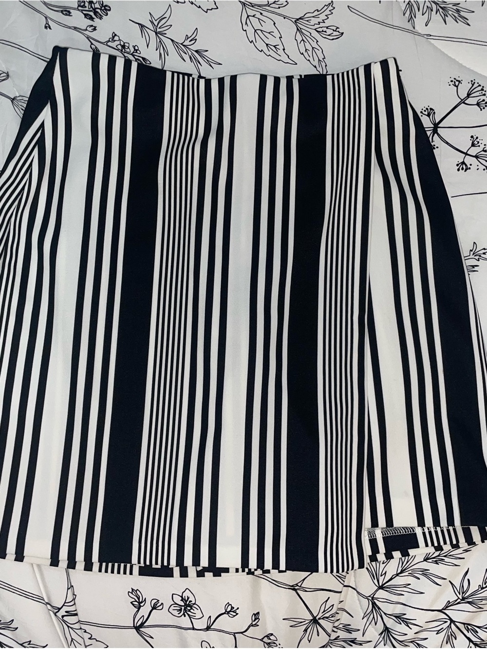 Boston Proper Black and White Vertical Stripe A-Line Skirt